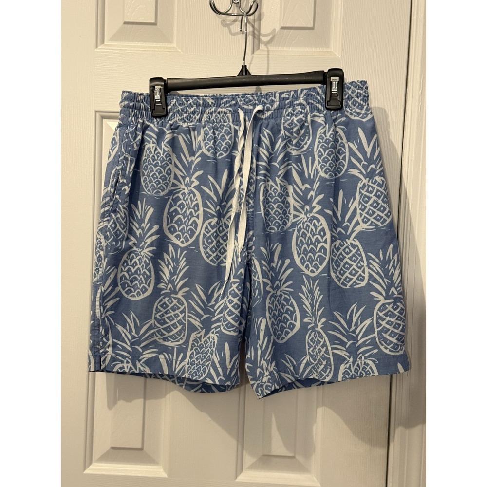 Chubbies Men Chino Shorts Pineapple Blue Drawstring Swim‎ Beach Resort Vacation
